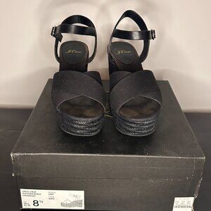 JCrew - Cross Strap Platform Wedge Espadrilles - Black
